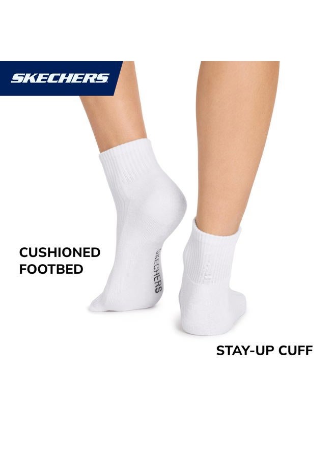 SKECHERS Women's 10 Pack Cushioned Quarter Crew Socks, White, 9-11 - Image 4