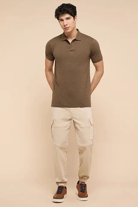 R&b Textured Polo T-Shirt with Short Sleeves