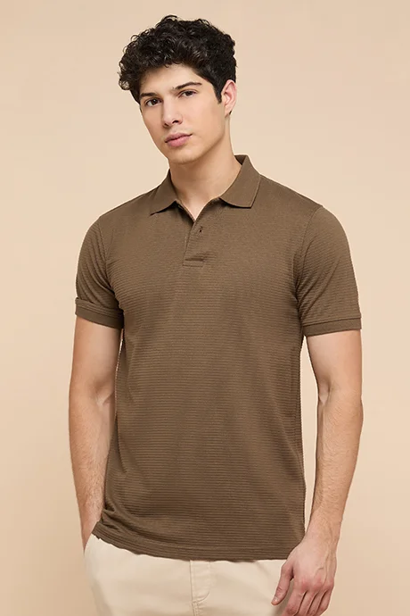 R&b Textured Polo T-Shirt with Short Sleeves