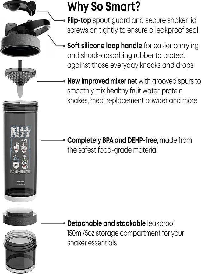 Smartshake Revive KISS Protein Shaker Bottle with Storage - 750ml Protein Shake Bottles KISS Merchandise Gift Shaker Cup, Guitar Gifts for Men, Rock Band Collection - Image 5