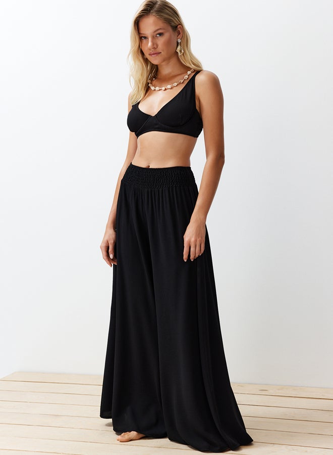 trendyol Black Woven Gipe Detailed Beach Trousers  - Image 3