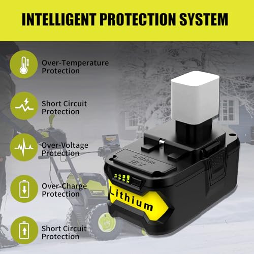 energup 2Pack P108 18V 6.5A Replacement Ryobi 18V Batteries and Charger Kit, for 18-Volt Lithium Battery P104 P105 P102 P103 P107 P108, with a P117 P118 Fast Charger for Ryobi Battery - Image 5