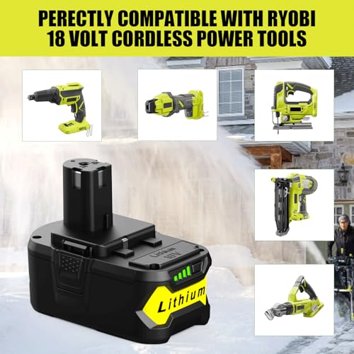 energup 2Pack P108 18V 6.5A Replacement Ryobi 18V Batteries and Charger Kit, for 18-Volt Lithium Battery P104 P105 P102 P103 P107 P108, with a P117 P118 Fast Charger for Ryobi Battery - Image 3