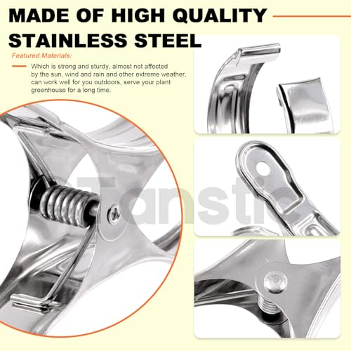 Tanstic 40Pcs 3.5 Inch Stainless Steel Greenhouse Clamps Garden Clips Greenhouse Clips Heavy Duty Garden Clips with Strong Grip and Large Open Mouth for Netting Holding - Image 4