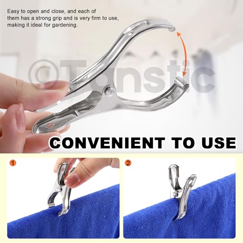 Tanstic 40Pcs 3.5 Inch Stainless Steel Greenhouse Clamps Garden Clips Greenhouse Clips Heavy Duty Garden Clips with Strong Grip and Large Open Mouth for Netting Holding - Image 5