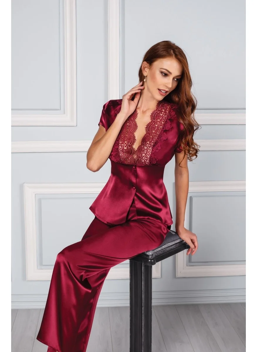 pierre cardin 6325 Women's Satin Six Dowry Set - Claret Red