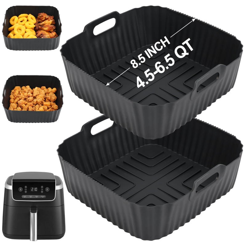 BYKITCHEN Air Fryer Silicone Liners for Ninja Air Fryer Pro 5 QT AF141 Ninja AG301 Cosori 5QT6QT  Other 4565 QT Airfryer 85in Square Air Fry Liners Airfryer AccessoriesSet of 2