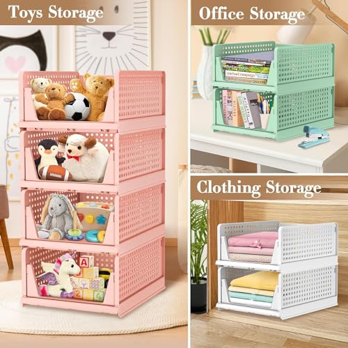 JEYANG Clothes Organizer for Wardrobe - Foldable and Stackable Closet Cupboard Almirah Space Organiser for Shirt, T Shirt, Jeans (Pack of 12, Pink) - Image 5