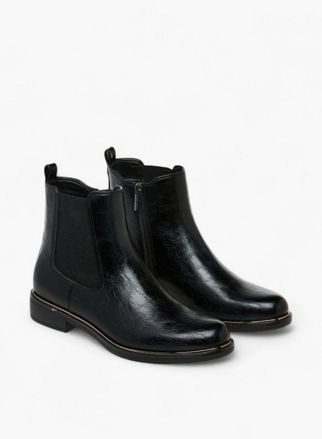 Celeste Women's Solid Ankle Boots with Zip Closure and Pull Tabs - Image 3