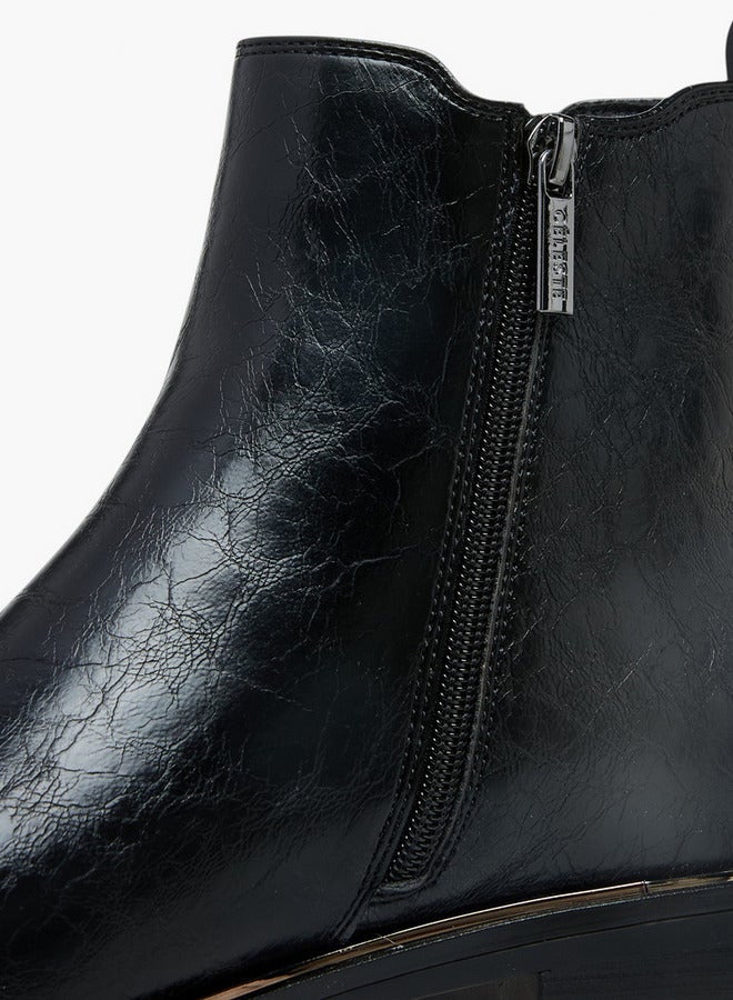 Celeste Women's Solid Ankle Boots with Zip Closure and Pull Tabs - Image 5