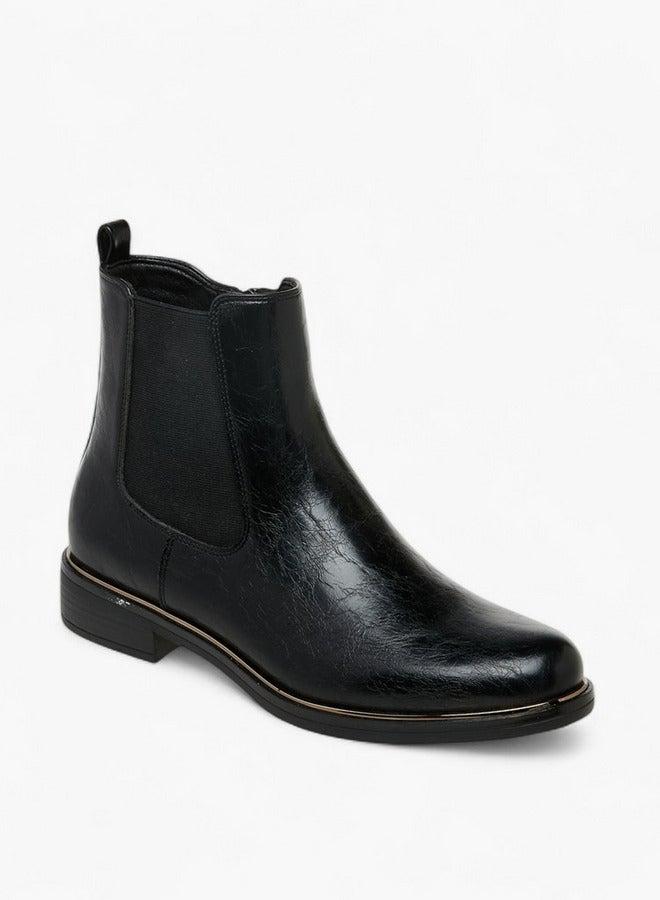 سيليست بوت نسائي بكعب للكاحل بسحاب وشريط سحب - Image 1