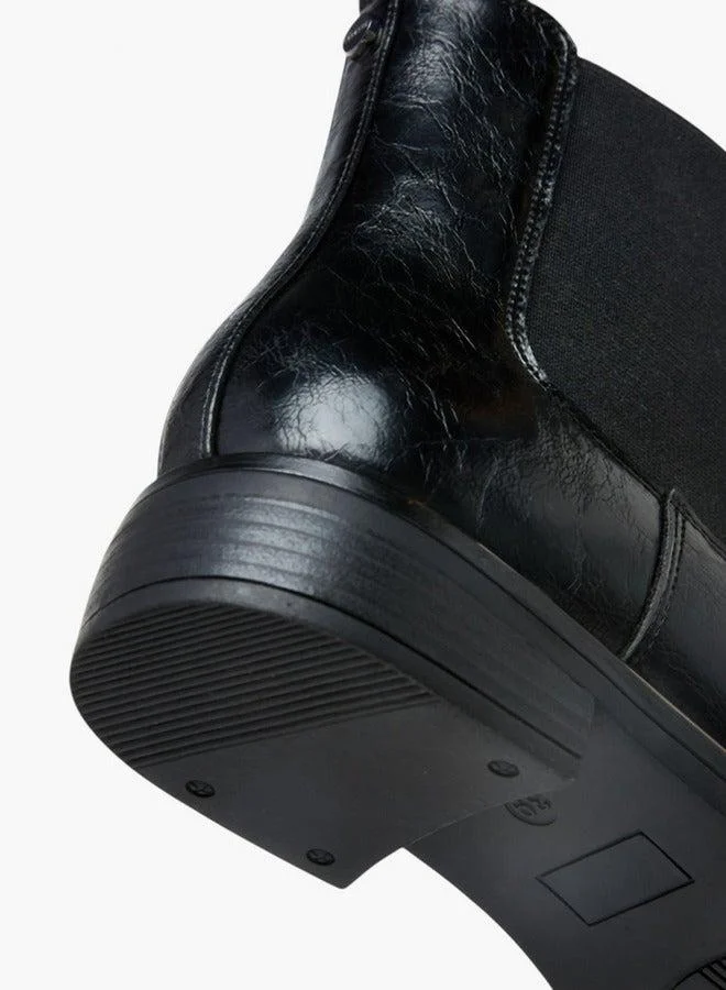 سيليست بوت نسائي بكعب للكاحل بسحاب وشريط سحب