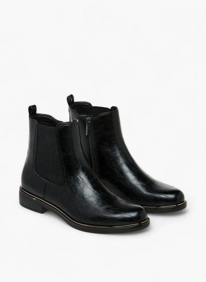 سيليست بوت نسائي بكعب للكاحل بسحاب وشريط سحب