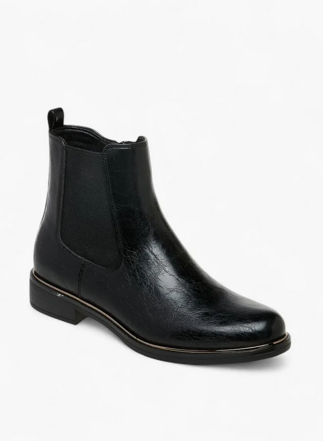 سيليست بوت نسائي بكعب للكاحل بسحاب وشريط سحب