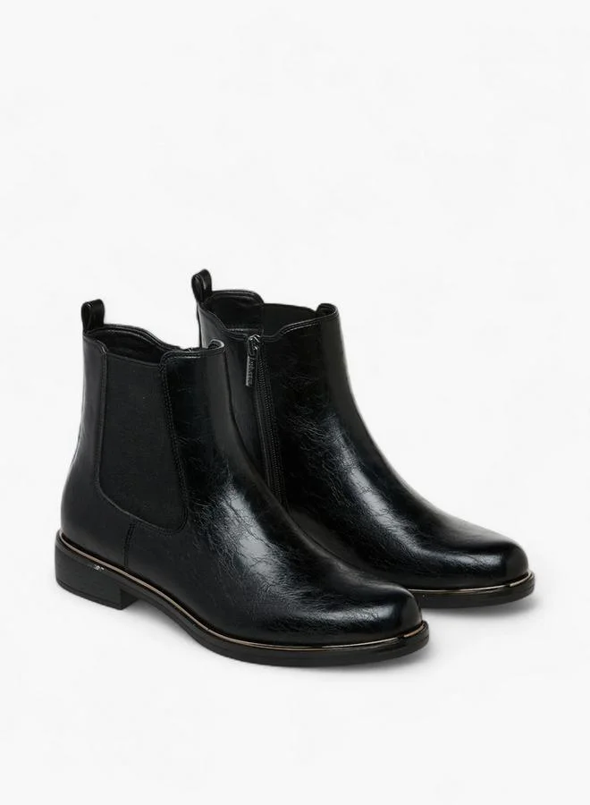 سيليست بوت نسائي بكعب للكاحل بسحاب وشريط سحب