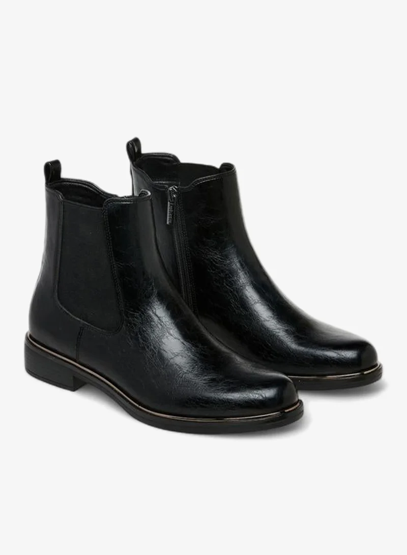 سيليست بوت نسائي بكعب للكاحل بسحاب وشريط سحب