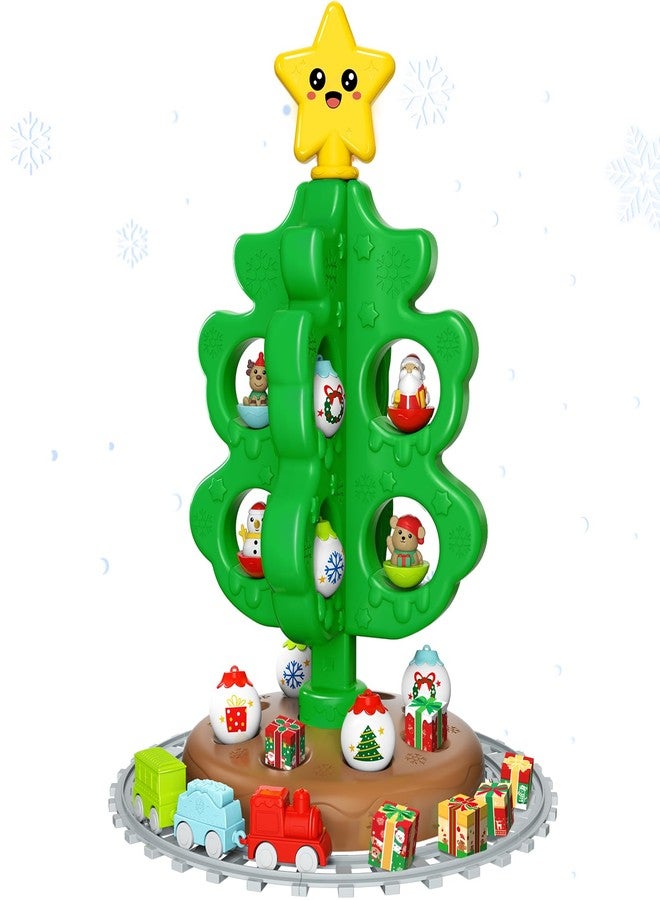 maysida Baby First Mini Christmas Tree for Kids, Learning Toys Colorful Plastic Finger Puppets Snowman/Elk/Santa Tumblers for Toddlers, New Xmas Gifts for Girls Boys, Christmas Decorations Indoor - Image 1