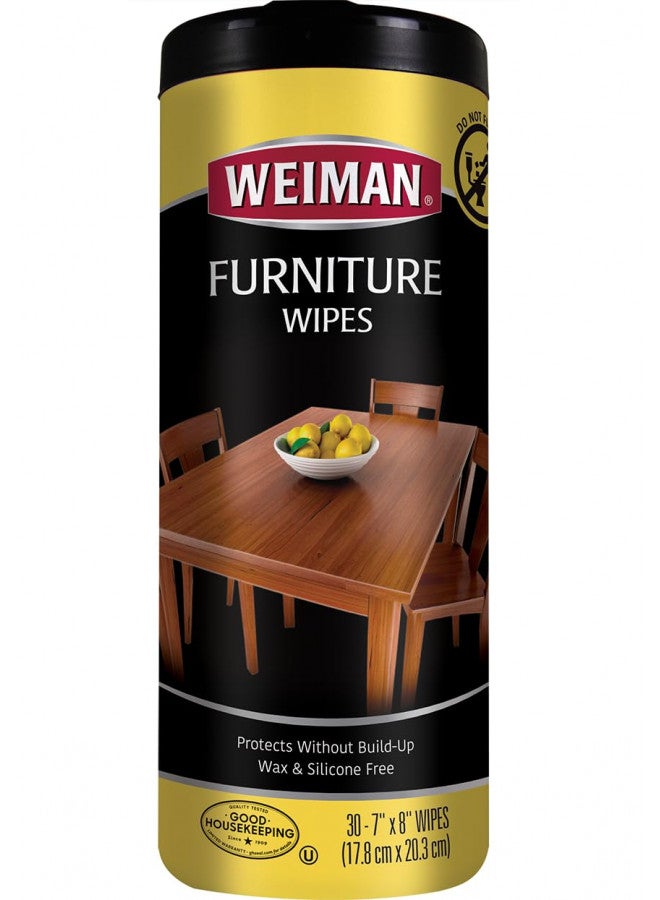 Weiman Wood Cleaner and Polish Wipes - Clean, Polish & Protect Wood Furniture, 30 Count - Image 1