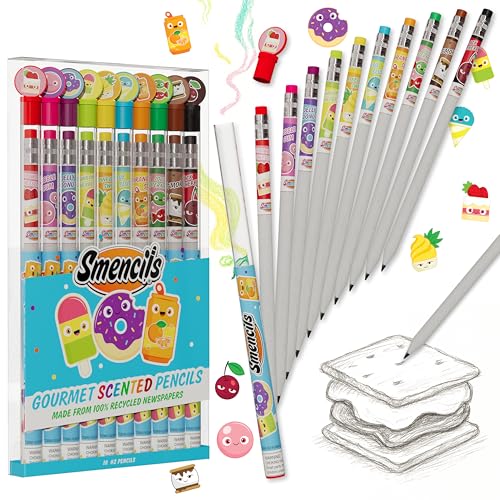 Scentco Smencils - Patented Gourmet Scented Graphite HB #2 Pencils Made from Recycled Newspapers, 10 Count, Gifts for Kids, School Supplies - Image 1