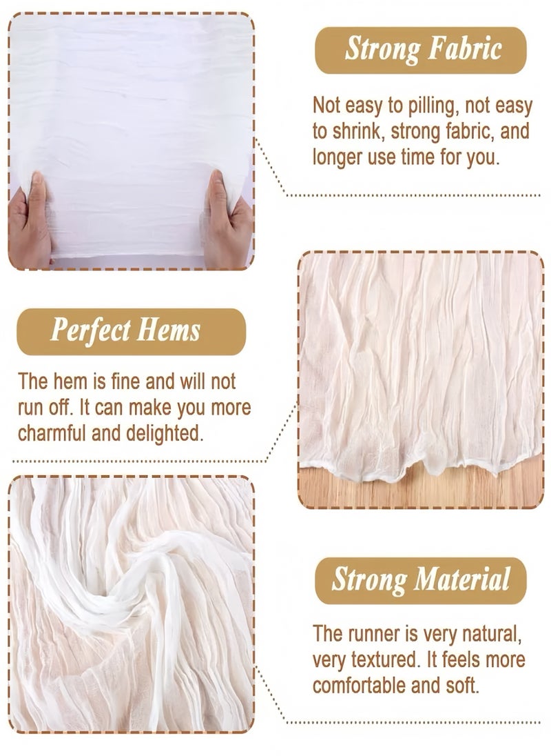 Lee Yon 1-Piece Bohemian style wrinkled long table mat fabric, used for wedding receptions, wedding showers, holiday party decorations, 90*180cm, White  - Image 4