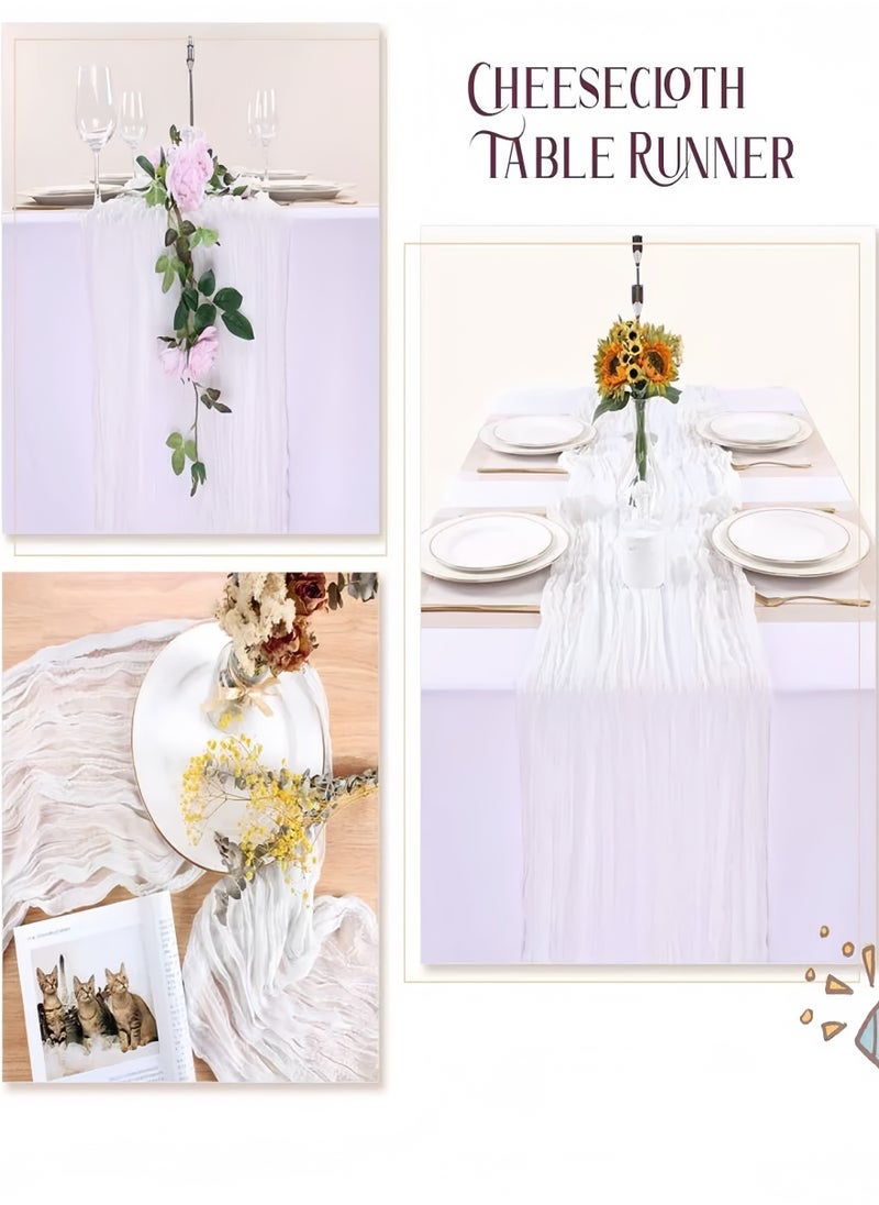 Lee Yon 1-Piece Bohemian style wrinkled long table mat fabric, used for wedding receptions, wedding showers, holiday party decorations, 90*180cm, White  - Image 5