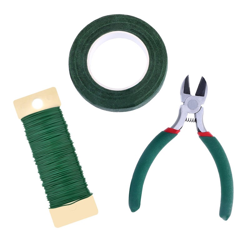 EBOOT Floral Arrangement Tool Kit Floral Tape Stem Wrap 12 Inch by 30 Yards 22 Gauge Green Paddle Wire and 4 12 Inch Wire Cutter