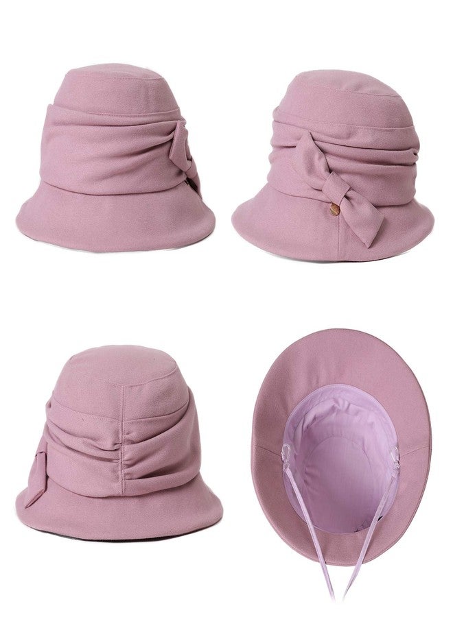 Comhats Womens 1920 Vintage Fedora Bowler Cloche Bucket Church Derby Party Hat Fall Winter Floppy Ladies Pink - Image 4