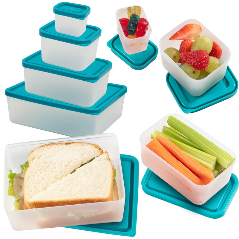 Reusable Lunch Containers  Set of 4 Microwave Safe Meal Prep Stackable Nesting Containers Pack Food Snacks  Sauces in Leak Proof Compartments wLids Easy to Clean Fits in Bags  Bento Boxes