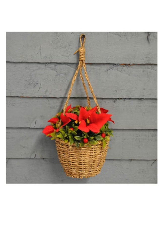 4-Piece Artificial Poinsettia Flower Bouquet - Classic Red Velvet Christmas & New Year Decor - Floral Stems for Vases and Wreaths - Image 4