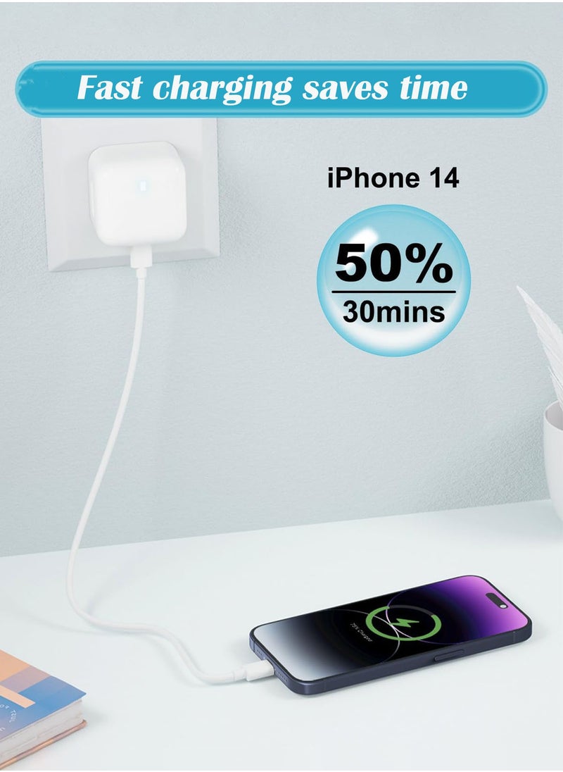 20W for iPhone Charger  | USB C Wall Fast Charger with USB C to Lightning Cable Compatible with iPhone 14/14 Pro/14 Pro Max/13/12/SE2020/11/XR/XS Max/X/iPad