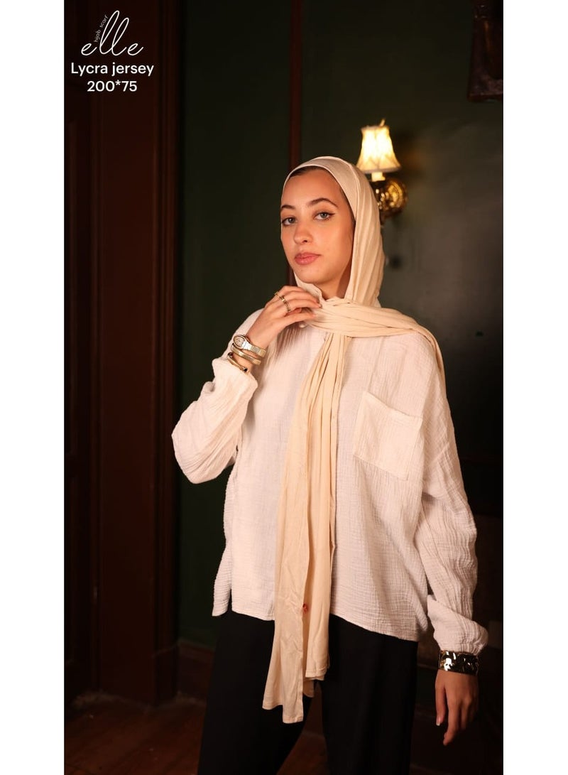 ELLE Lycra Jersey Hijab with Cotton Undercap – Stylish Islamic Scarf & Comfortable Shawl - Size 200×75 cm