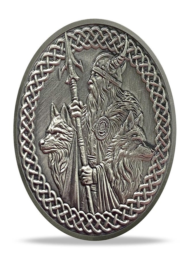 Imasoner Odin Spear Double Wolf Viking Coin Gifts Set | Norse Mythology Odin's Spear Double Wolf Medallion with Runes | Viking Gifts for Anniversary Month & Year for Men & Women - Image 3