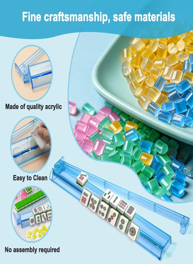 stochastic box Mahjong Rack with Pushers 4pcs Non-Slip Acrylic Majiang Tile Racks with Built-in Pushers & Rotating Bases,Clear American Majiang Tile Holder for Easy Play and Gifts - Image 3
