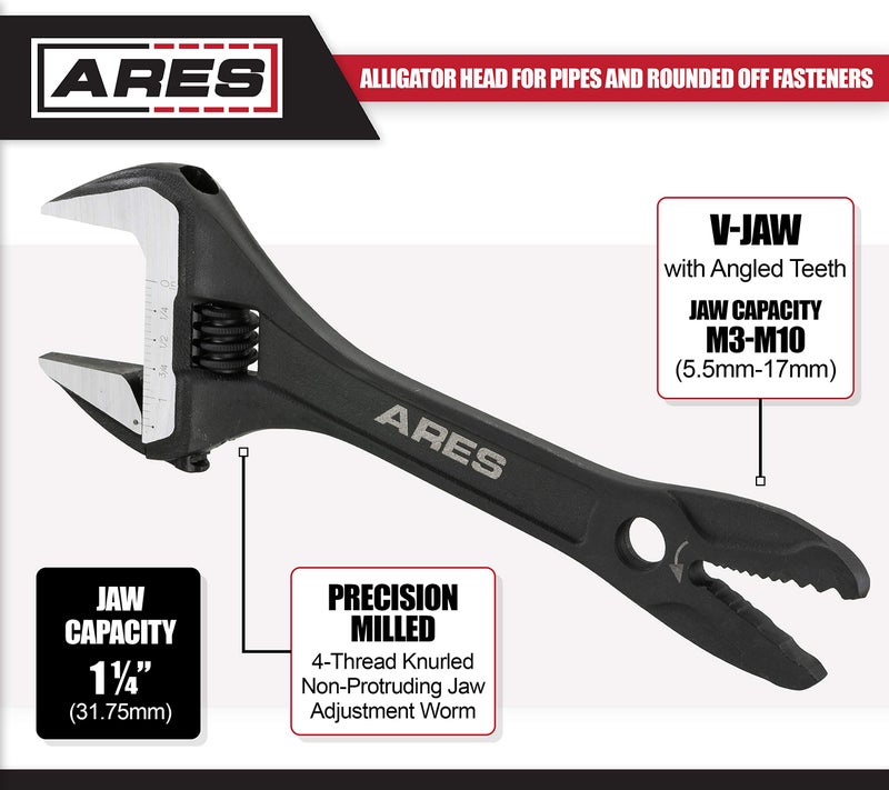 ARES 70303-53mm Stubby Adjustable Wrench - Stubby, Ultra Thin Design for Quick Access to Tight Spaces - Mouth is 30 Percent Deeper than Normal - Image 3