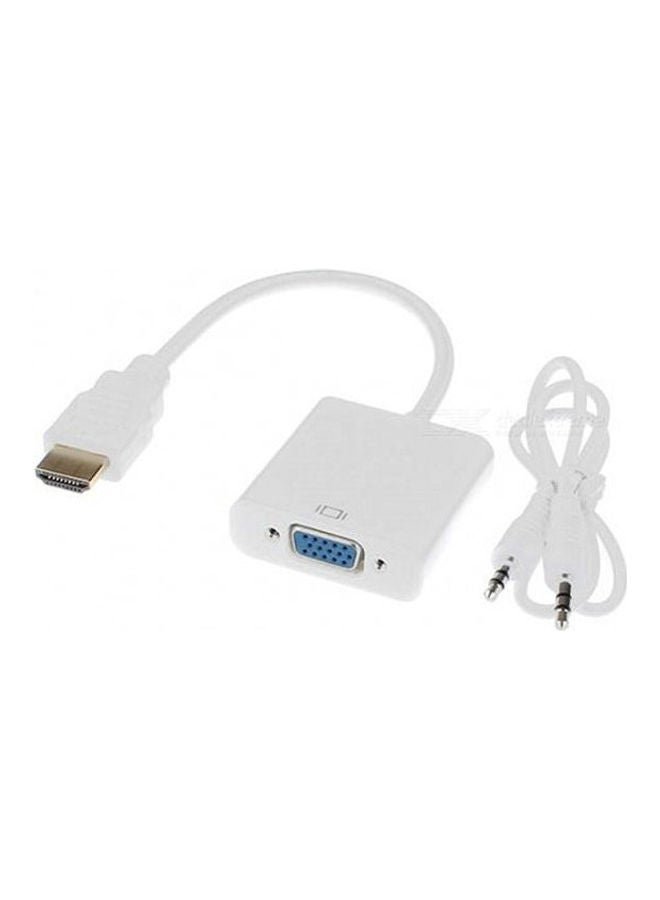 كابل صوت محول من HD إلى VGA أبيض