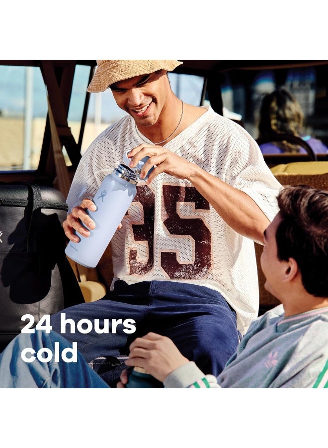 Hydro Flask زجاجة ماء هيدرو فلاسک 950 مل بفتحة واسعة مع مقبض وقشة قابلة للطي - فولاذ مقاوم للصدأ معزول - مقاومة للتسرب - برتقالي منتصف الليل - Image 3