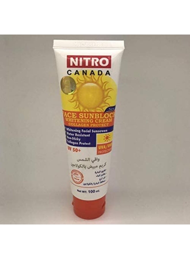 Nitro Canada Face Sunblock Whitening Cream with Collagen, SPF 50+, 100ml - Image 2