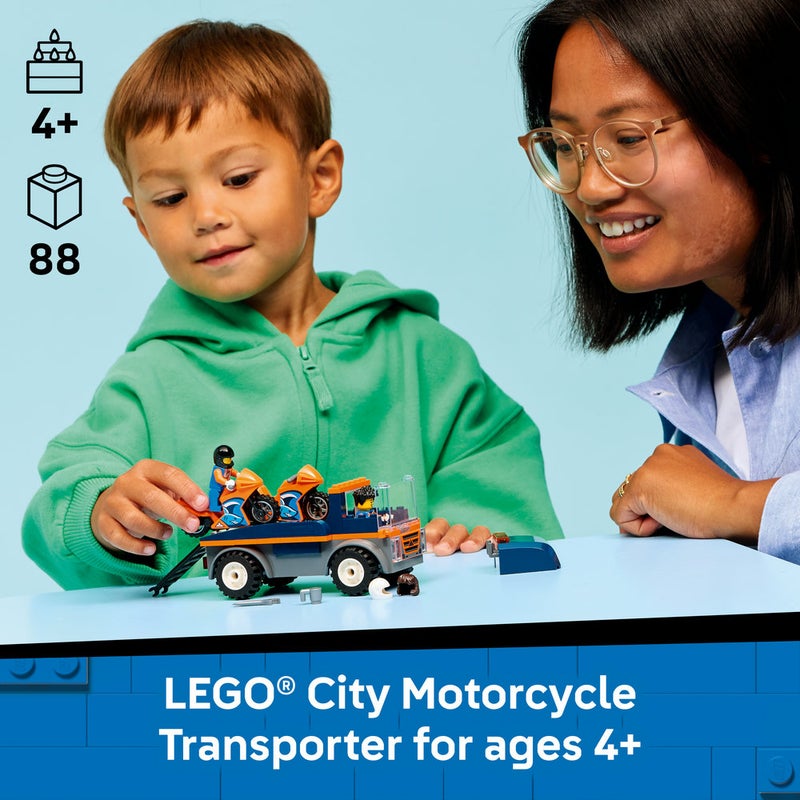 LEGO City Motorcycle Transporter Toy and 2 Minifigures 60491  (Age 4+, 88 Pieces) - Image 3