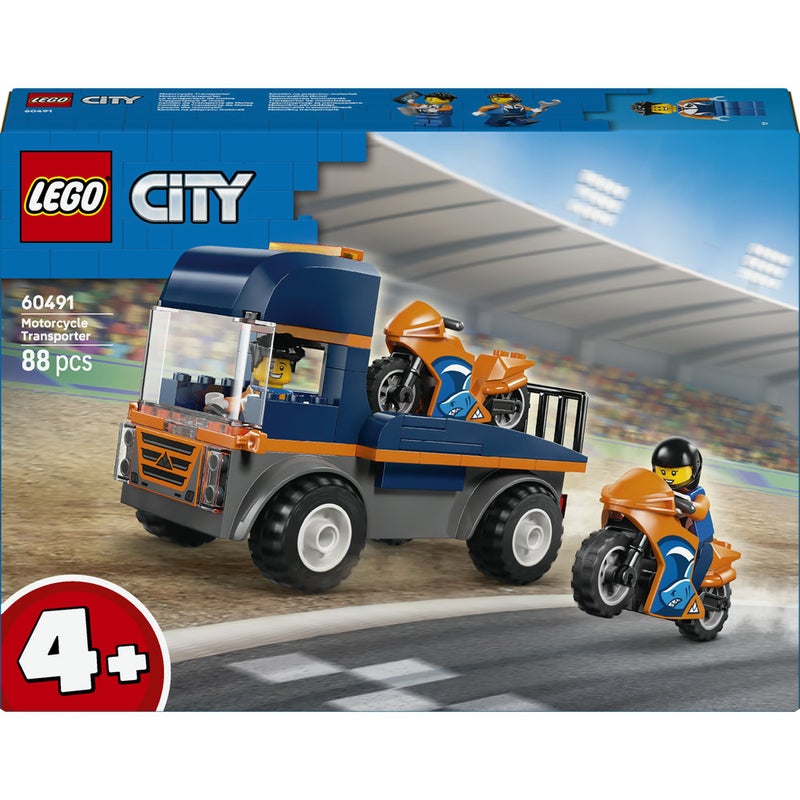 LEGO City Motorcycle Transporter Toy and 2 Minifigures 60491  (Age 4+, 88 Pieces) - Image 2