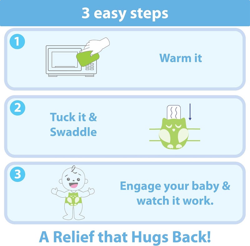 Bebon Baby Colic, Gas and Upset Stomach Relief, Baby Heated Tummy Wrap for Newborns - Belly Hugger - Infant Swaddling Belly Belt, Heating Pad with Soothing Warmth for Fussy Infants (Blue) - Image 5