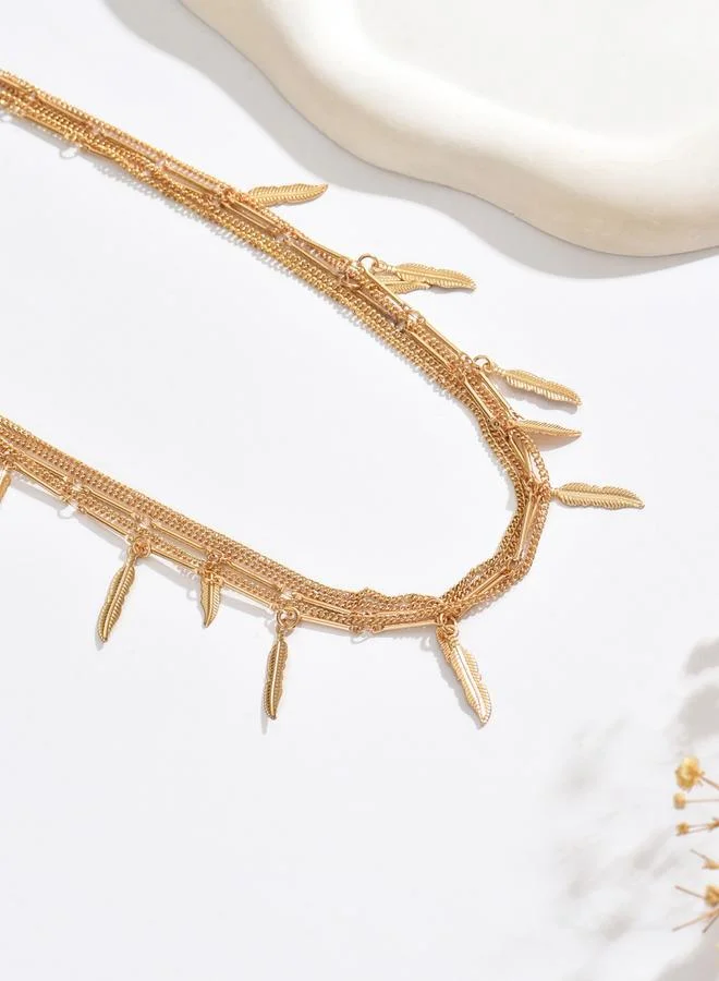 Take Two  Gold Multi-Layer Leaf Pendant Necklace for Women | Best Price UAE