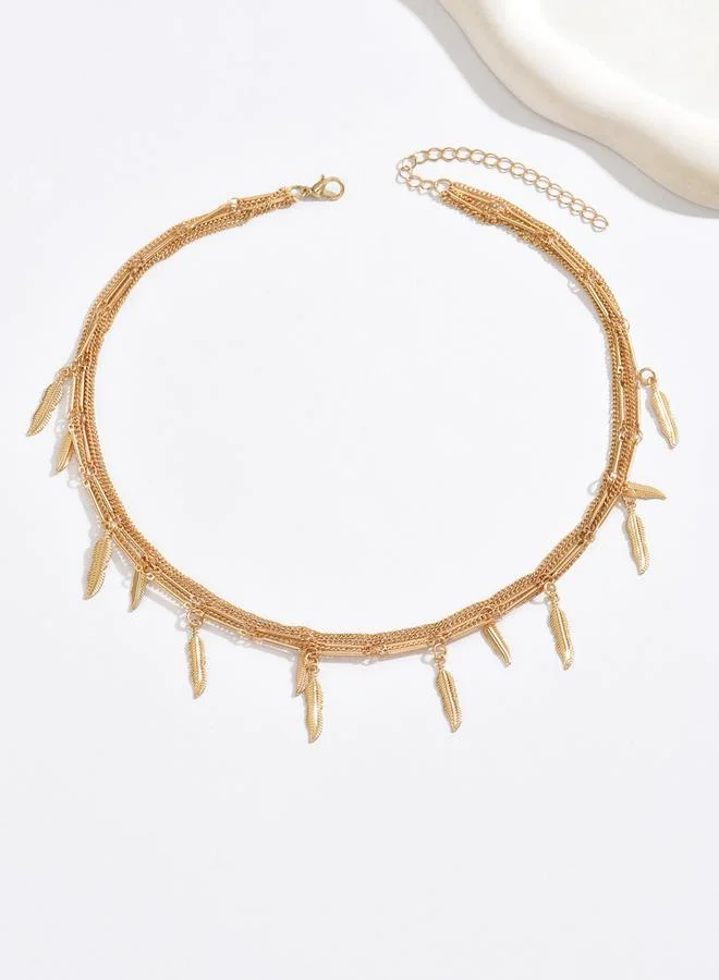 Take Two  Gold Multi-Layer Leaf Pendant Necklace for Women | Best Price UAE