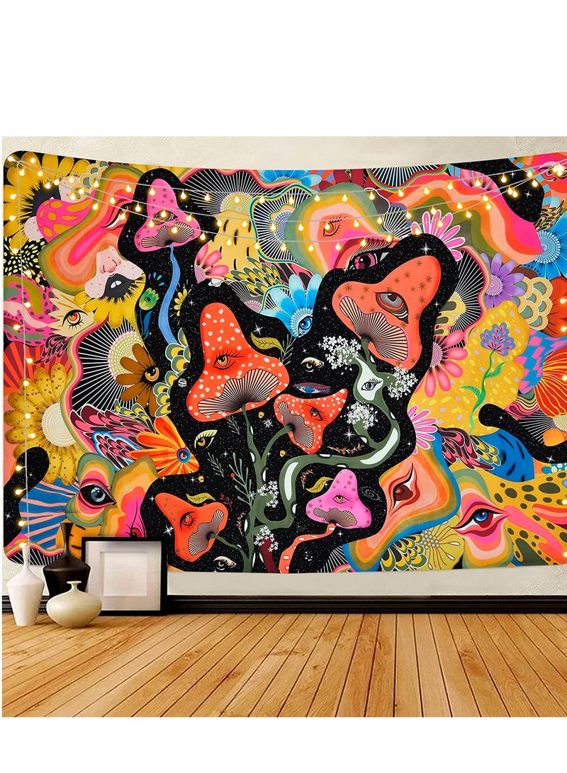 SYOSI Tapestry Mystic Eyes Tapestries Aesthetic Colorful Flowers Wall Hanging For Room 51.2 X 59.1 Inches  - Image 1