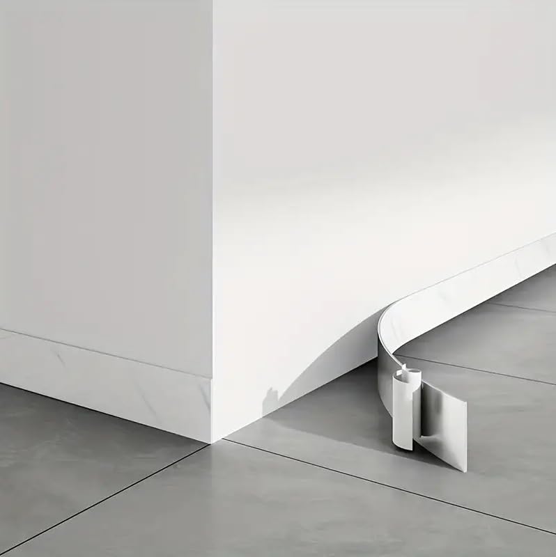 LIVECOOL شريط حواف ورق جدران بلاط أرضية ذاتي اللصق للمنزل (5 × 240، فينيل أبيض) - Image 3