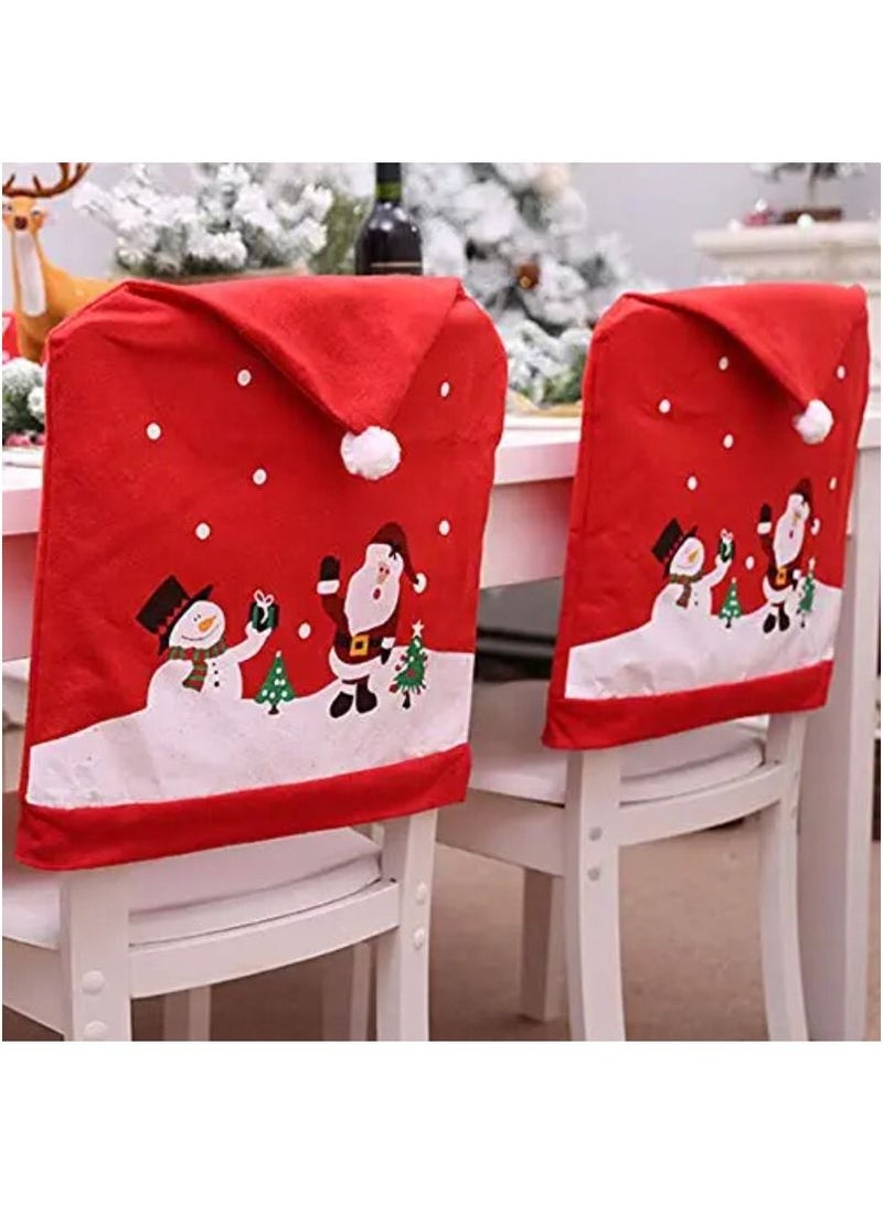 أكاليكس سانتا كلوز كاب غطاء كرسي عيد الميلاد كرسي يغطي ديكور غير المنسوجة ثلج قبعة حمراء كرسي الغطاء الخلفي للمطبخ غرفة الطعام الكراسي عيد الميلاد عيد الميلاد عطلة حزب احتفالي زينة الهدايا - Image 3