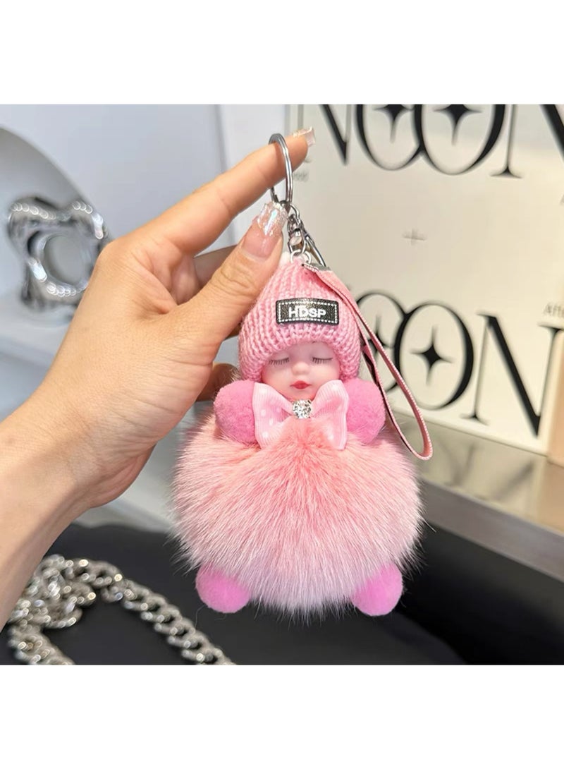 Keychain for Girls Women Cute Plush Sleeping Doll Baby Car Purses Bags Handbags Wallets Backpacks Charm Accessories Gifts - Image 1