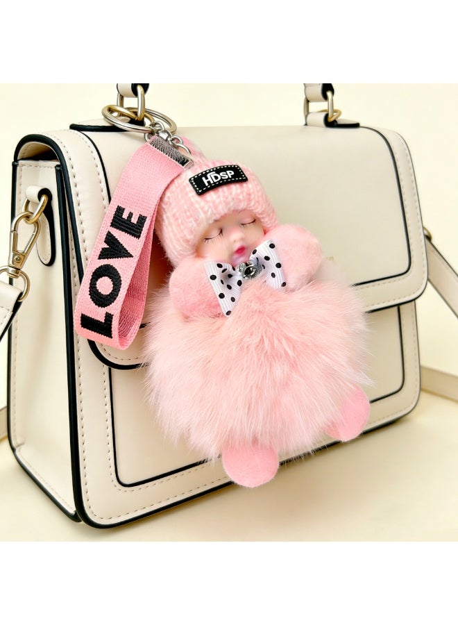 Keychain for Girls Women Cute Plush Sleeping Doll Baby Car Purses Bags Handbags Wallets Backpacks Charm Accessories Gifts - Image 3