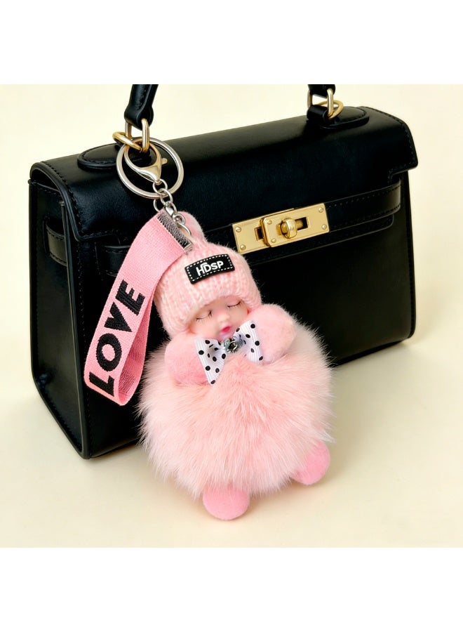 Keychain for Girls Women Cute Plush Sleeping Doll Baby Car Purses Bags Handbags Wallets Backpacks Charm Accessories Gifts - Image 4