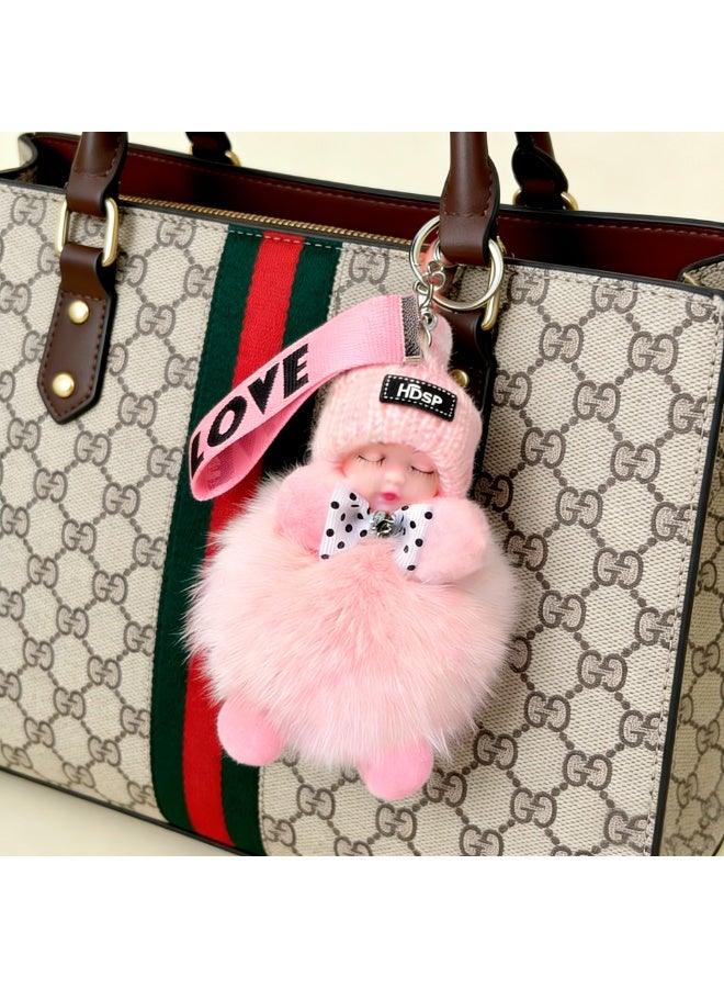Keychain for Girls Women Cute Plush Sleeping Doll Baby Car Purses Bags Handbags Wallets Backpacks Charm Accessories Gifts - Image 5