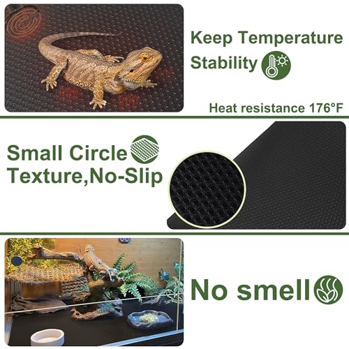 TCYPUHL Reptile Carpet, Reptile Mat, Bearded Dragon, Leopard Gecko Substrate,Bearded Dragon Tank Flooring, Snake,Tortoise Bedding, Bearded Dragon Tank Accessories (18"X 79", 1 PCS Thicker Mat) - Image 4